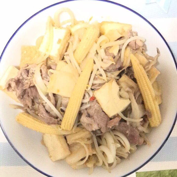 ラム肉と野菜のピリ辛味噌炒め